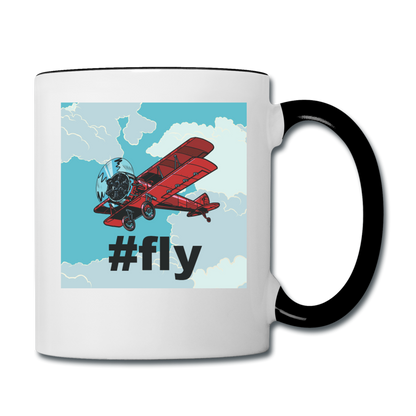 #fly - Red Biplane - Contrast Coffee Mug - white/black