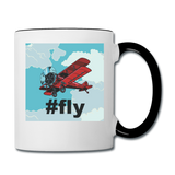 #fly - Red Biplane - Contrast Coffee Mug - white/black