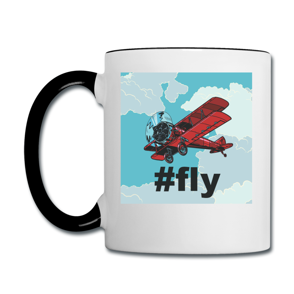 #fly - Red Biplane - Contrast Coffee Mug - white/black