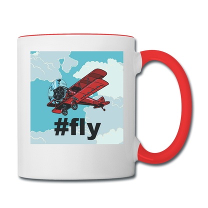 #fly - Red Biplane - Contrast Coffee Mug - white/red