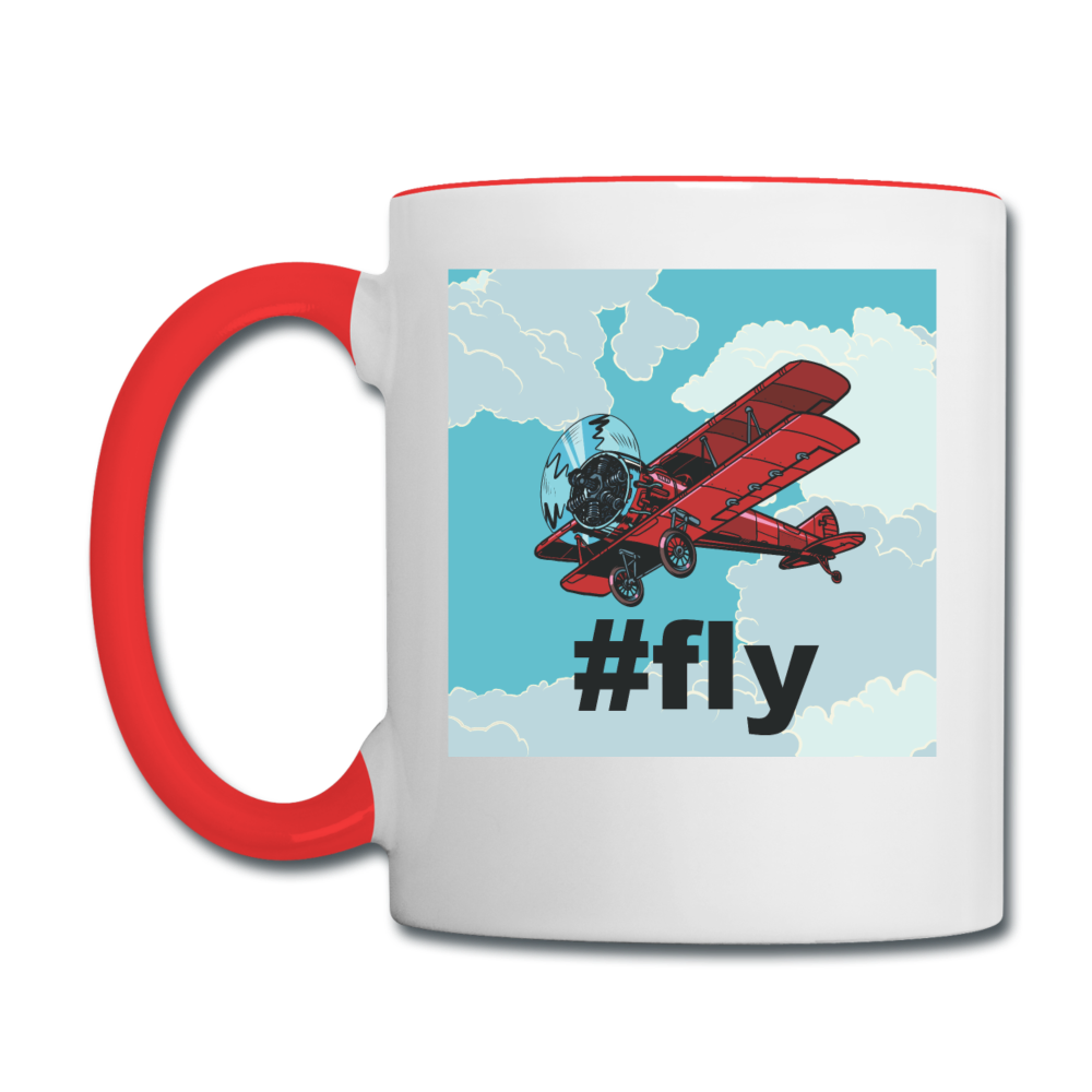 #fly - Red Biplane - Contrast Coffee Mug - white/red