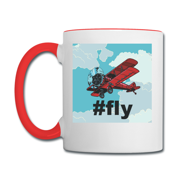 #fly - Red Biplane - Contrast Coffee Mug - white/red