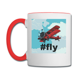 #fly - Red Biplane - Contrast Coffee Mug - white/red