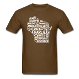 Pilot's Alphabet - Wisconsin - White - Unisex Classic T-Shirt - brown