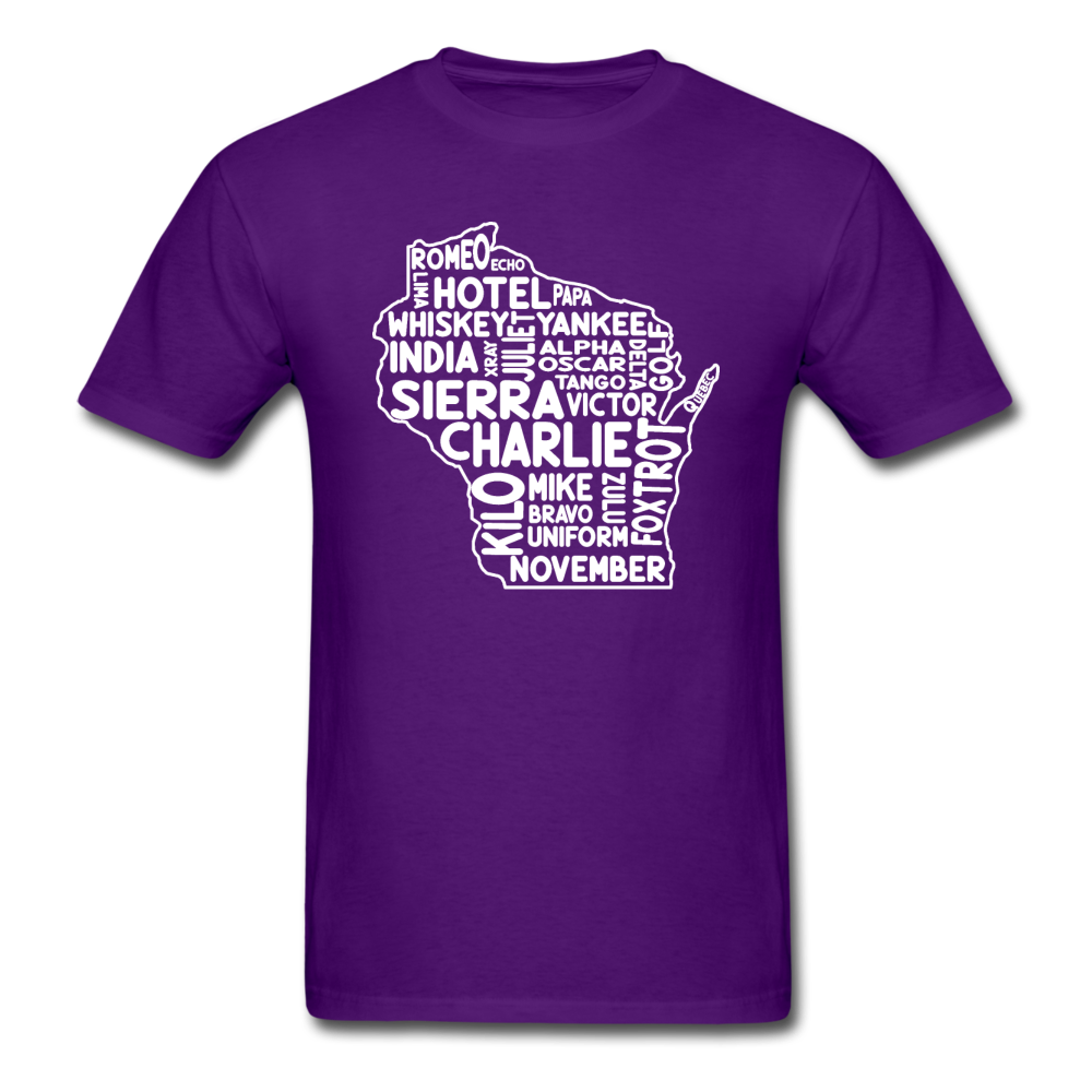 Pilot's Alphabet - Wisconsin - White - Unisex Classic T-Shirt - purple