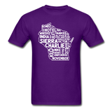 Pilot's Alphabet - Wisconsin - White - Unisex Classic T-Shirt - purple