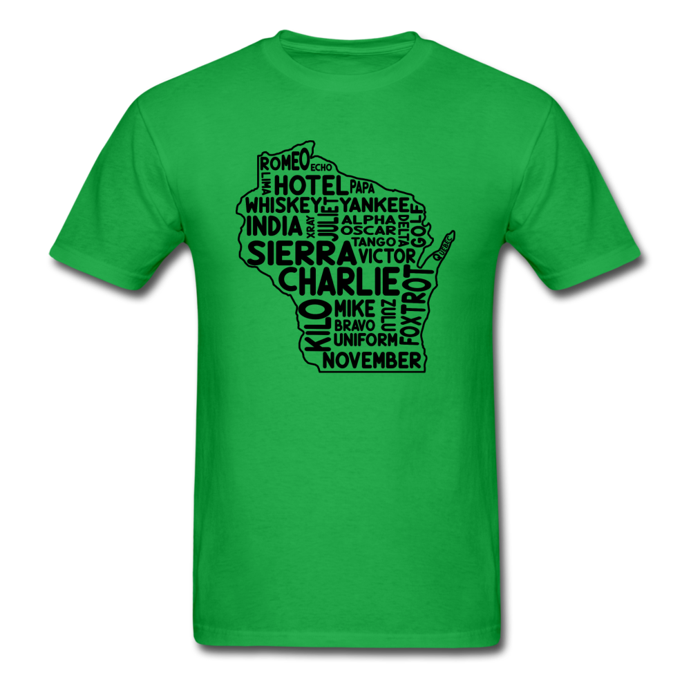 Pilot's Alphabet - Wisconsin - Black - Unisex Classic T-Shirt - bright green