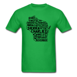 Pilot's Alphabet - Wisconsin - Black - Unisex Classic T-Shirt - bright green