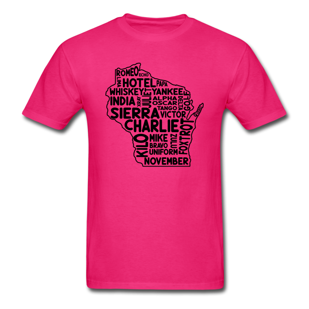 Pilot's Alphabet - Wisconsin - Black - Unisex Classic T-Shirt - fuchsia