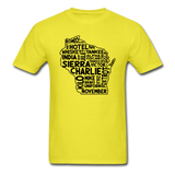 Pilot's Alphabet - Wisconsin - Black - Unisex Classic T-Shirt - yellow