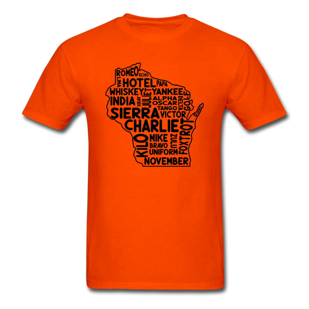 Pilot's Alphabet - Wisconsin - Black - Unisex Classic T-Shirt - orange