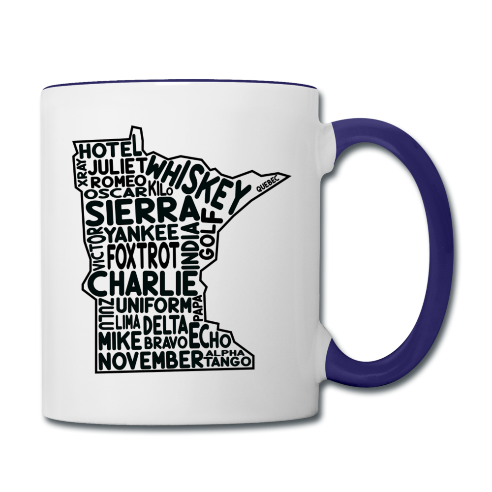 Pilot's Alphabet - Minnesota - Black - Contrast Coffee Mug - white/cobalt blue