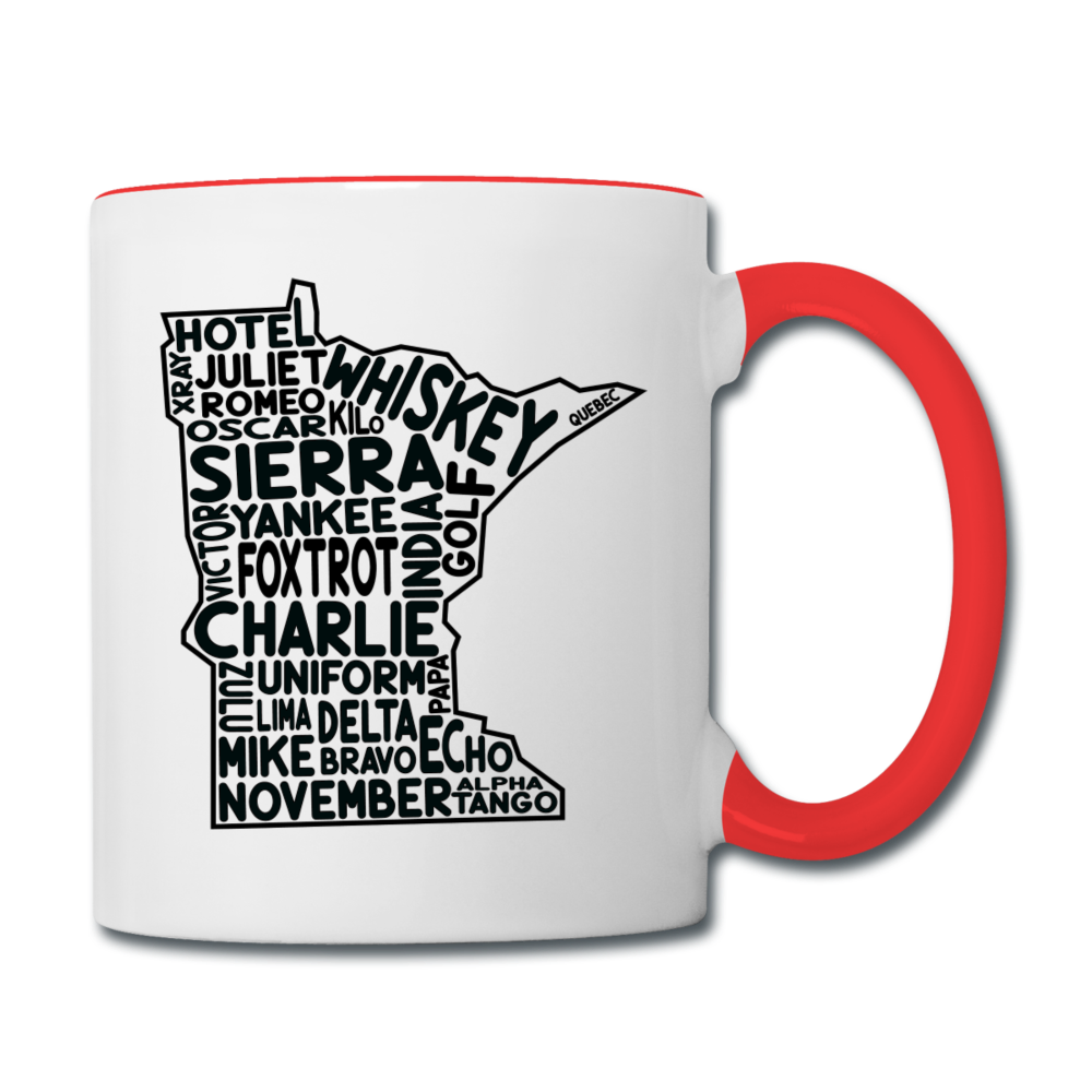 Pilot's Alphabet - Minnesota - Black - Contrast Coffee Mug - white/red