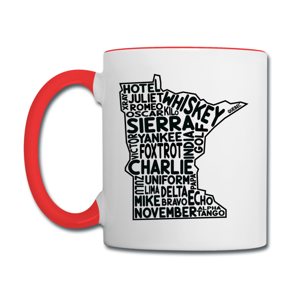 Pilot's Alphabet - Minnesota - Black - Contrast Coffee Mug - white/red