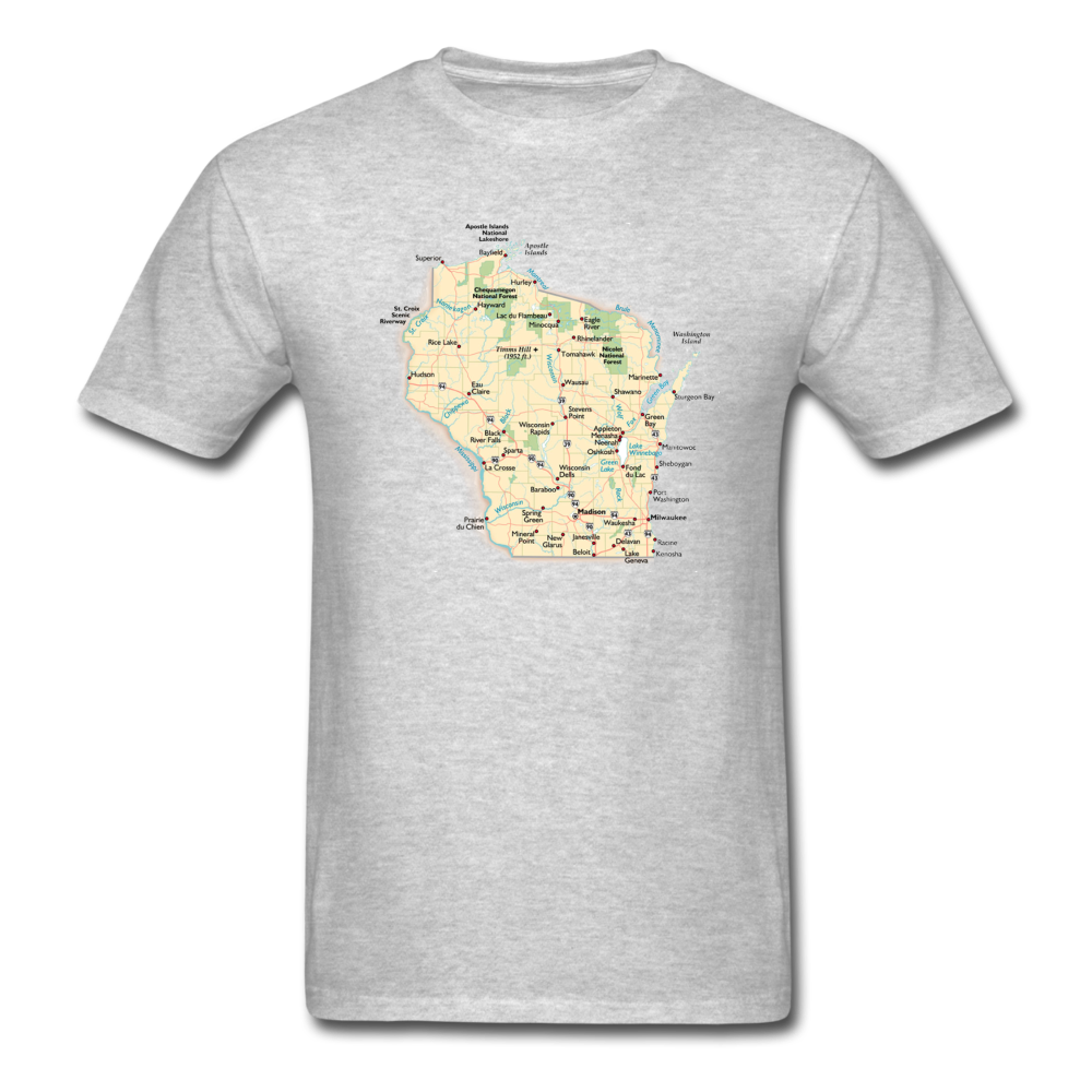 Wisconsin Map - Unisex Classic T-Shirt - heather gray