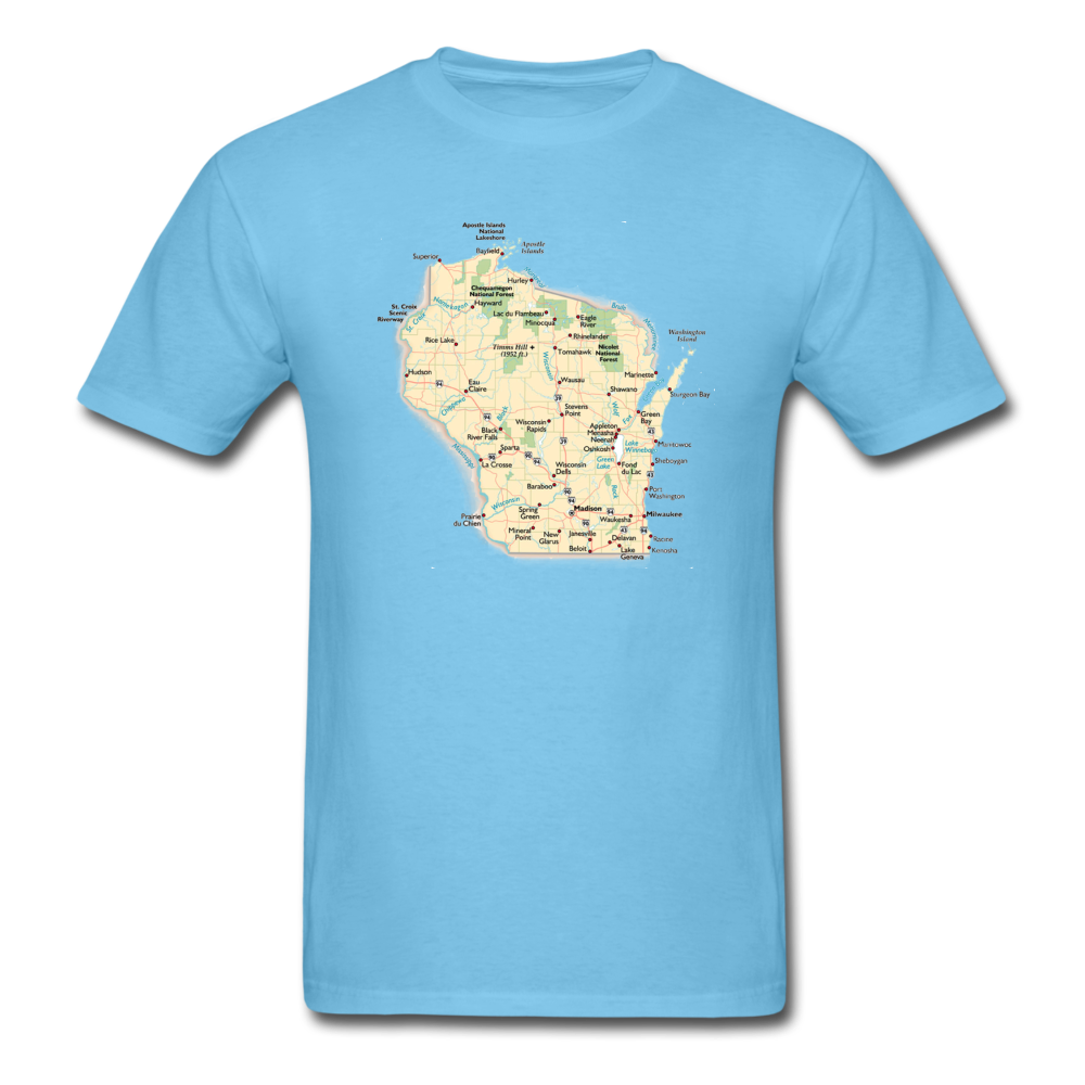 Wisconsin Map - Unisex Classic T-Shirt - aquatic blue