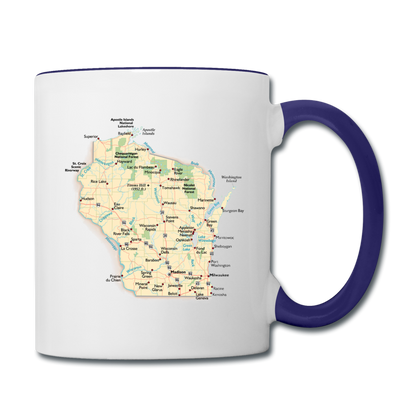 Wisconsin Map - Contrast Coffee Mug - white/cobalt blue