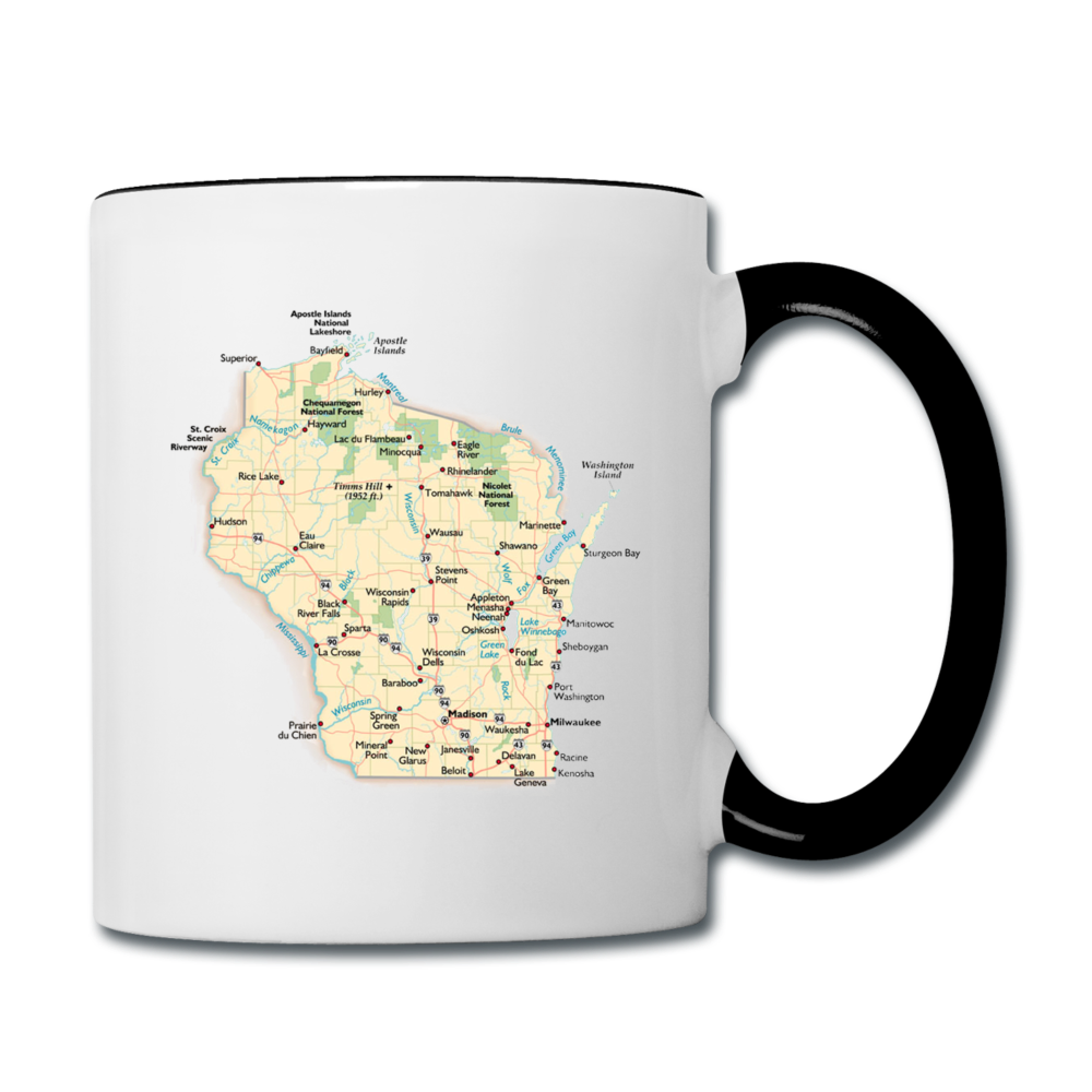 Wisconsin Map - Contrast Coffee Mug - white/black