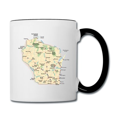 Wisconsin Map - Contrast Coffee Mug - white/black