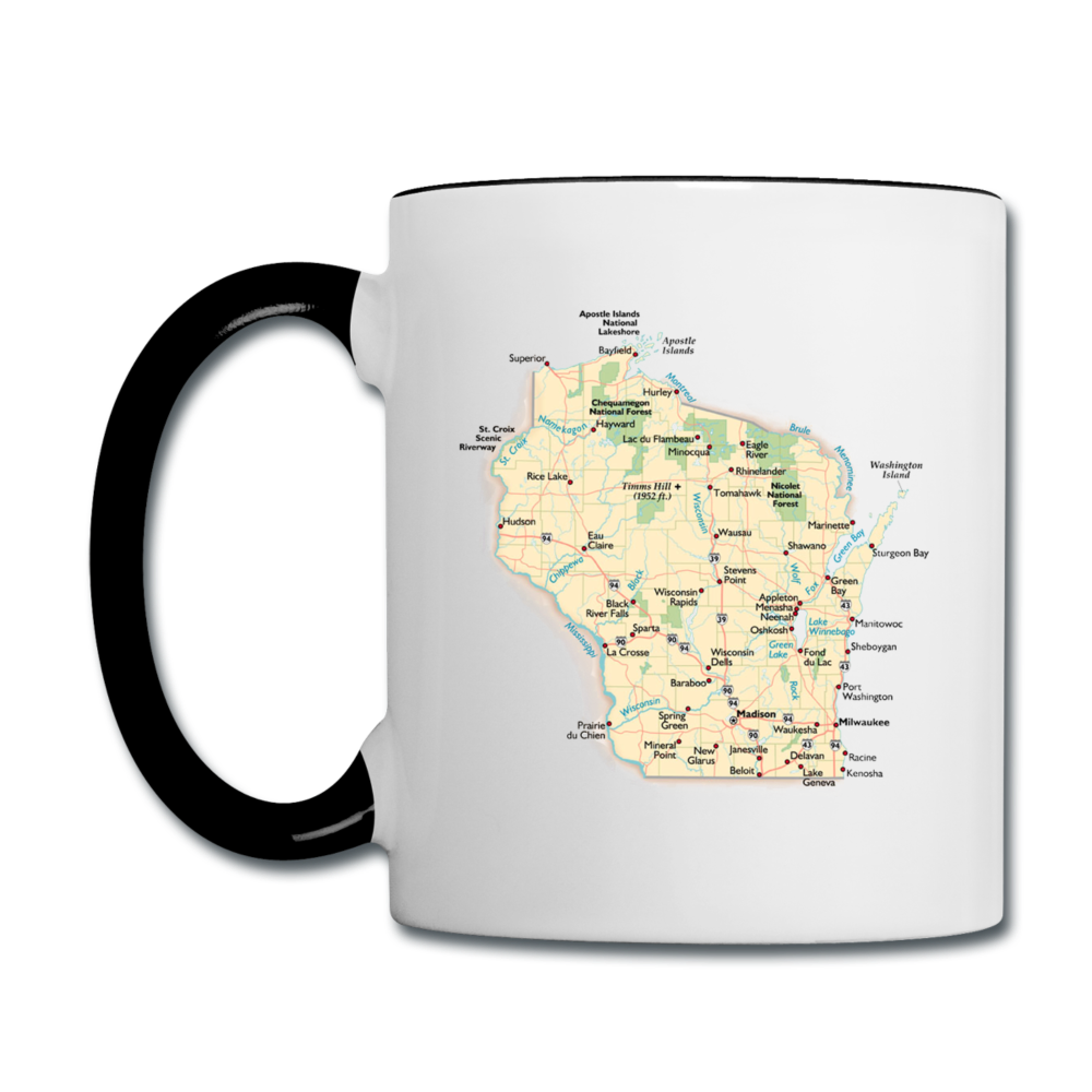 Wisconsin Map - Contrast Coffee Mug - white/black