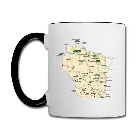 Wisconsin Map - Contrast Coffee Mug - white/black