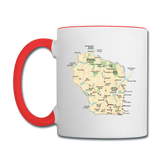 Wisconsin Map - Contrast Coffee Mug - white/red