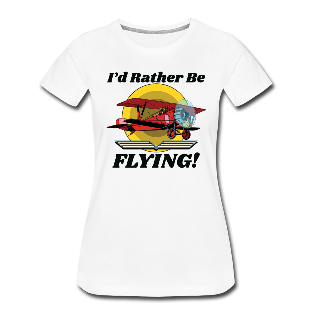 I'd Rather Be Flying - Biplane - Women’s Premium T-Shirt - white