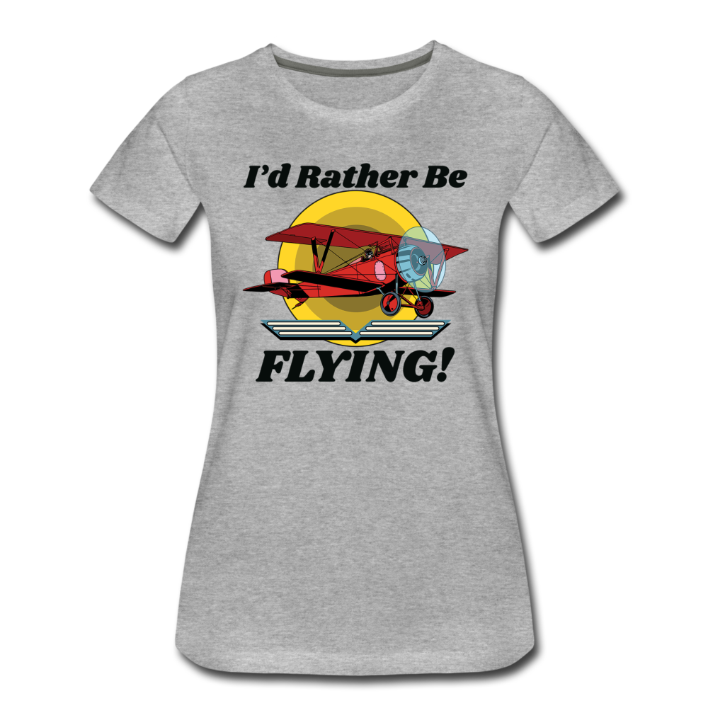 I'd Rather Be Flying - Biplane - Women’s Premium T-Shirt - heather gray