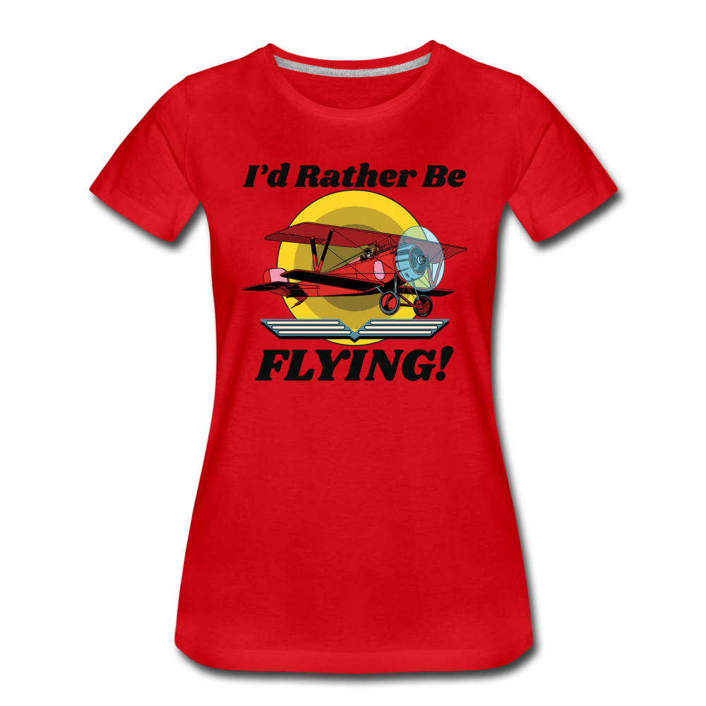 I'd Rather Be Flying - Biplane - Women’s Premium T-Shirt - red