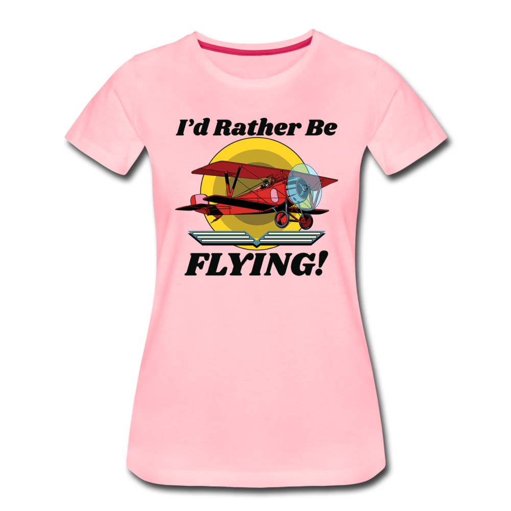 I'd Rather Be Flying - Biplane - Women’s Premium T-Shirt - pink