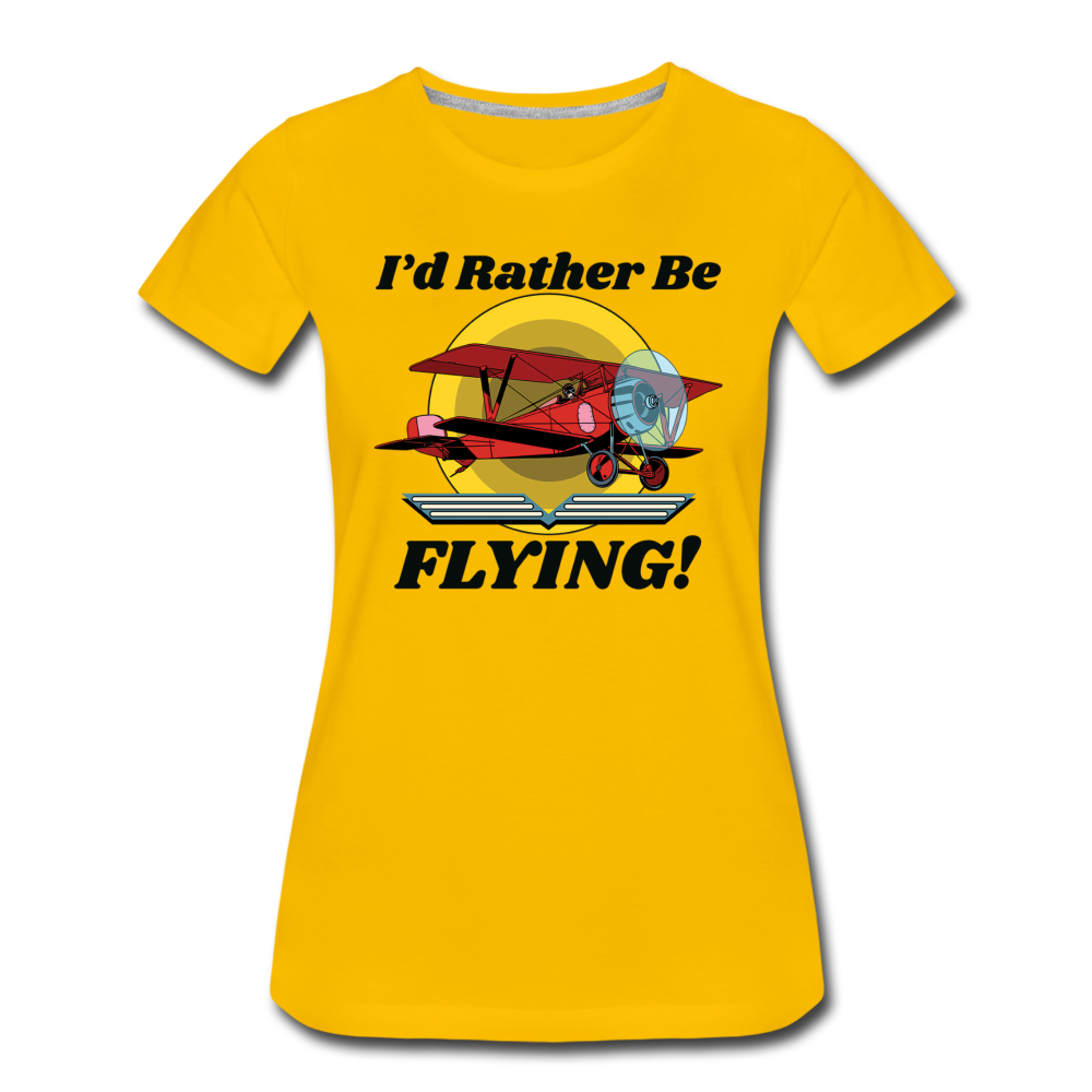 I'd Rather Be Flying - Biplane - Women’s Premium T-Shirt - sun yellow