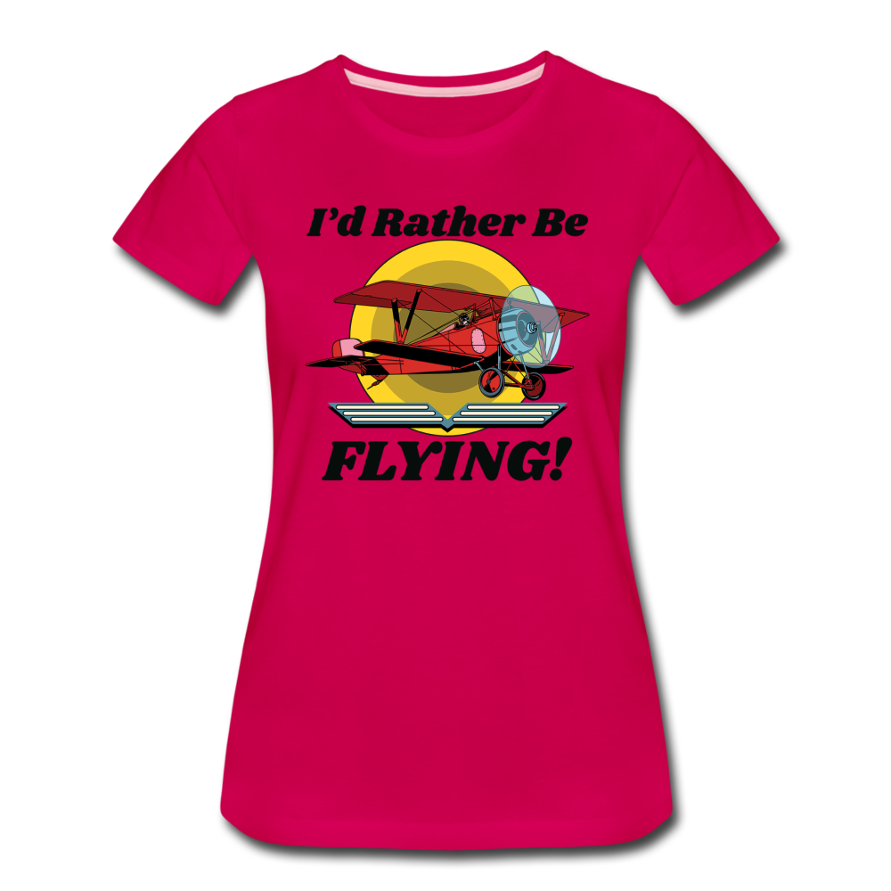 I'd Rather Be Flying - Biplane - Women’s Premium T-Shirt - dark pink