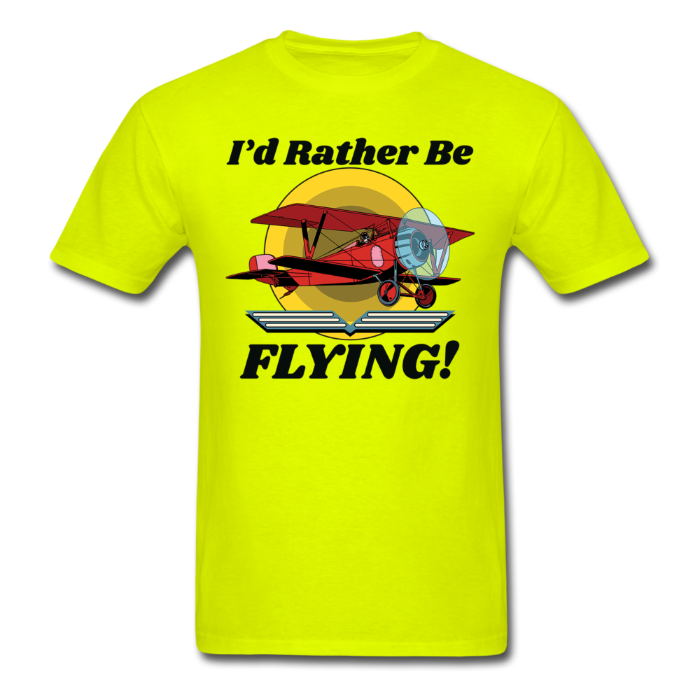 I'd Rather Be Flying - Biplane - Unisex Classic T-Shirt - safety green