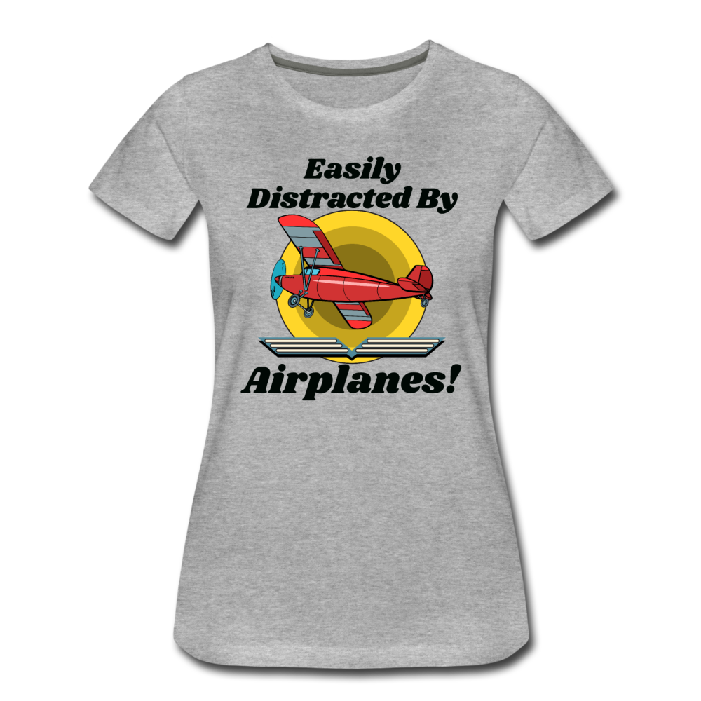 Easily Distracted - Red Taildragger - Women’s Premium T-Shirt - heather gray