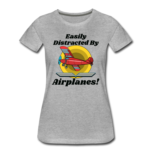 Easily Distracted - Red Taildragger - Women’s Premium T-Shirt - heather gray