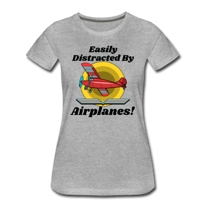 Easily Distracted - Red Taildragger - Women’s Premium T-Shirt - heather gray