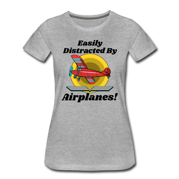 Easily Distracted - Red Taildragger - Women’s Premium T-Shirt - heather gray