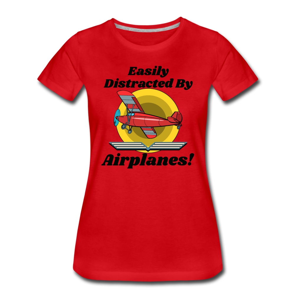 Easily Distracted - Red Taildragger - Women’s Premium T-Shirt - red