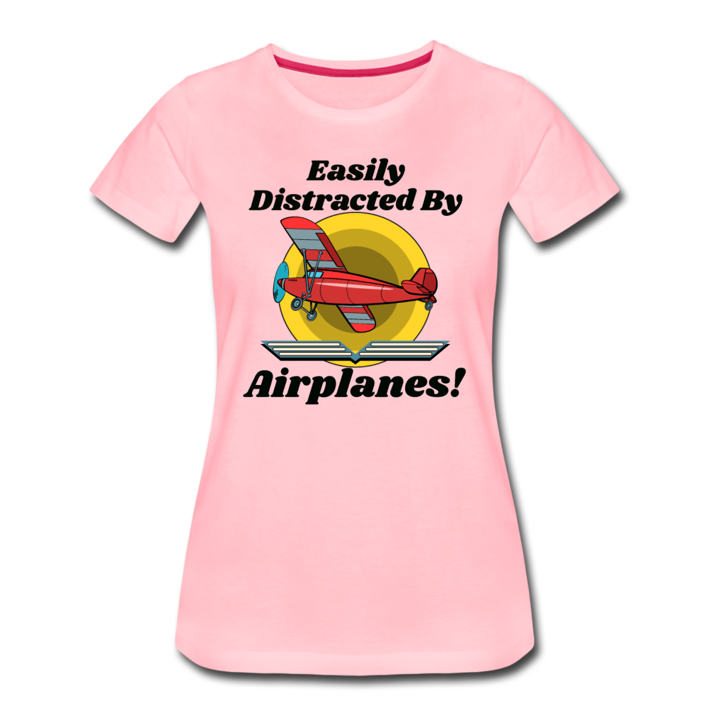 Easily Distracted - Red Taildragger - Women’s Premium T-Shirt - pink