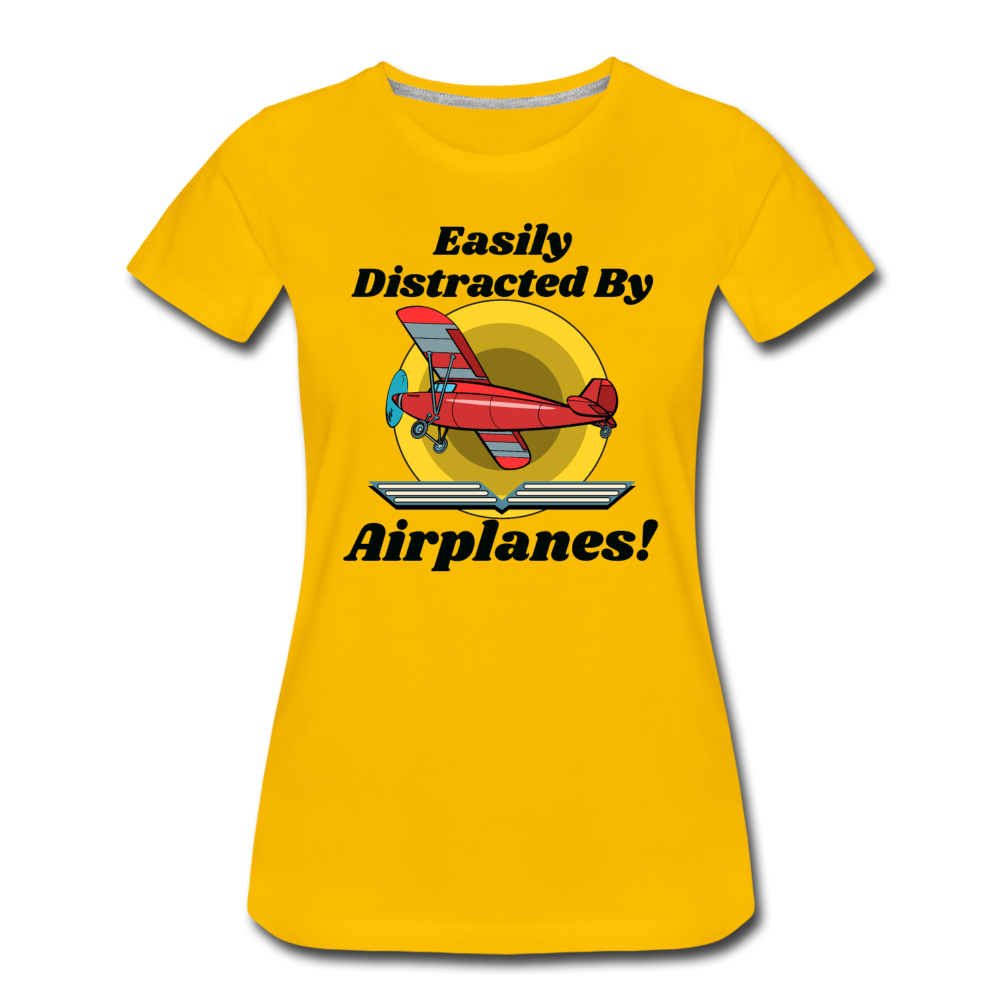 Easily Distracted - Red Taildragger - Women’s Premium T-Shirt - sun yellow