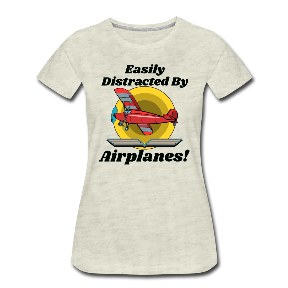 Easily Distracted - Red Taildragger - Women’s Premium T-Shirt - heather oatmeal