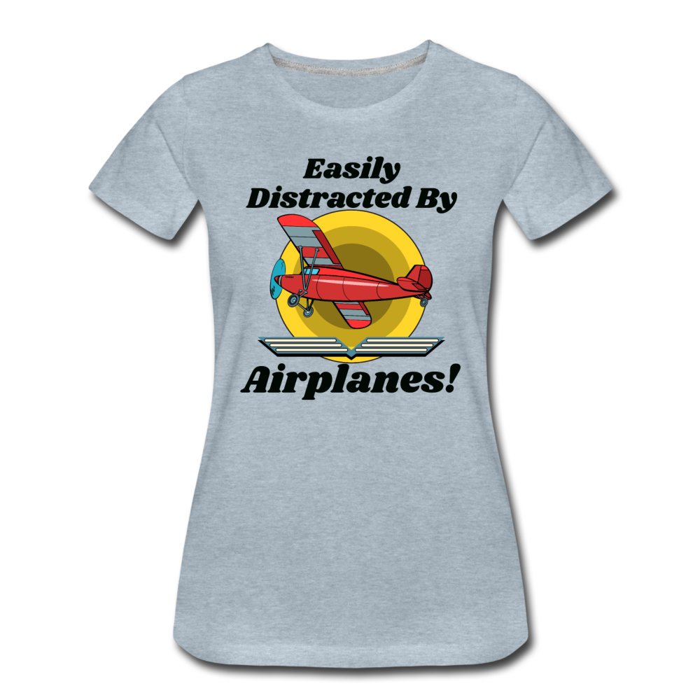 Easily Distracted - Red Taildragger - Women’s Premium T-Shirt - heather ice blue