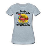 Easily Distracted - Red Taildragger - Women’s Premium T-Shirt - heather ice blue