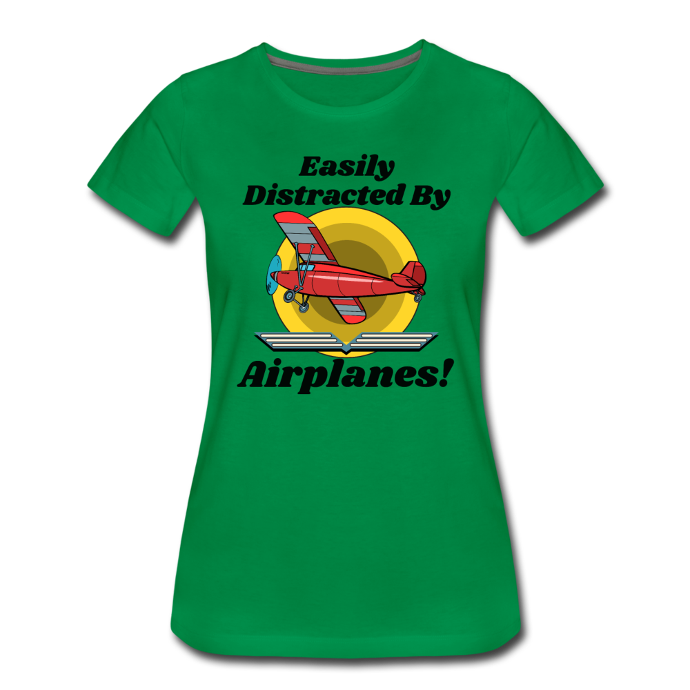 Easily Distracted - Red Taildragger - Women’s Premium T-Shirt - kelly green