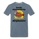 Easily Distracted - Red Taildragger - Men's Premium T-Shirt - steel blue