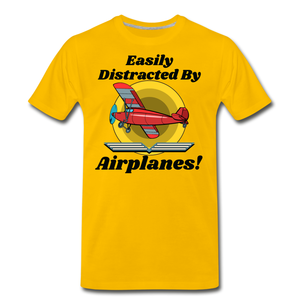 Easily Distracted - Red Taildragger - Men's Premium T-Shirt - sun yellow