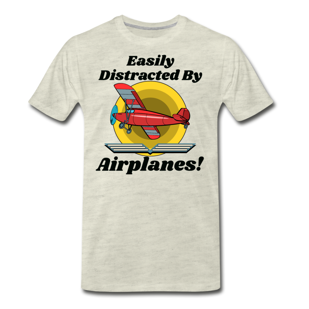 Easily Distracted - Red Taildragger - Men's Premium T-Shirt - heather oatmeal