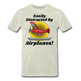 Easily Distracted - Red Taildragger - Men's Premium T-Shirt - heather oatmeal