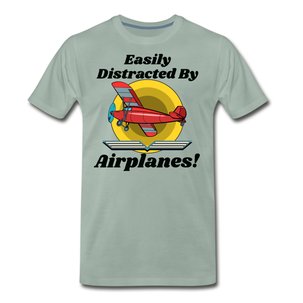 Easily Distracted - Red Taildragger - Men's Premium T-Shirt - steel green