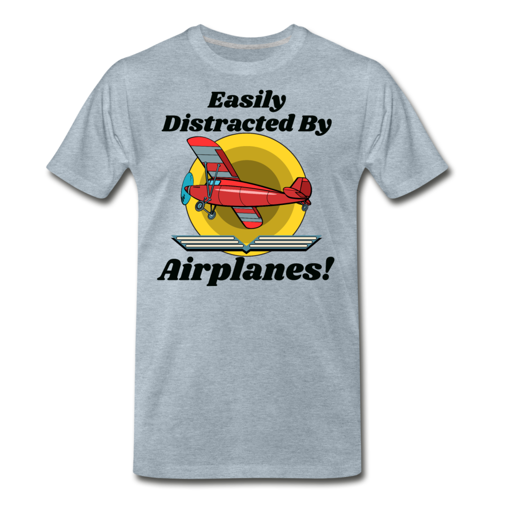 Easily Distracted - Red Taildragger - Men's Premium T-Shirt - heather ice blue